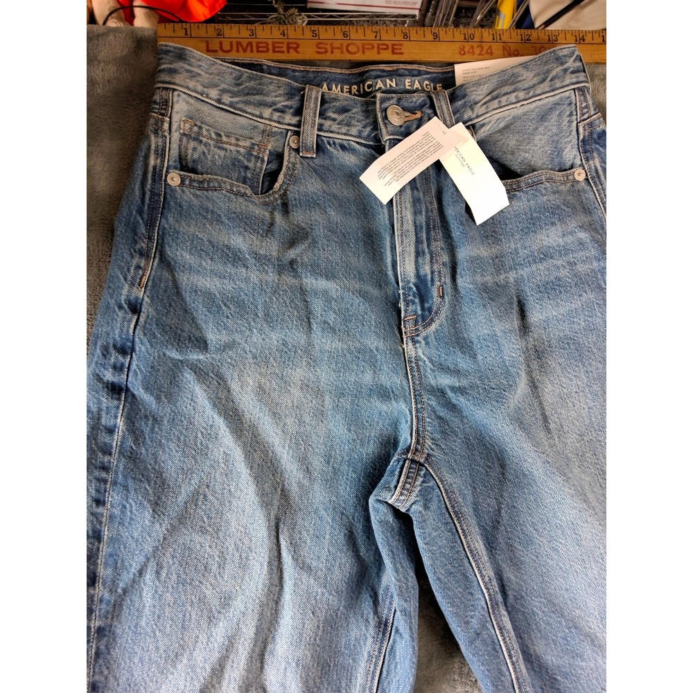 American Eagle Highest Rise Mom Jeans Gemini Blue Distressed 4 X-Short 34127308 - Picture 2 of 8